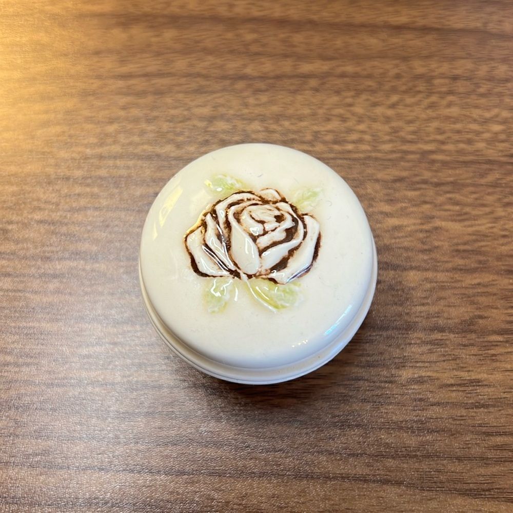 Elegant Vintage Ceramic Trinket Box with Rose Painting